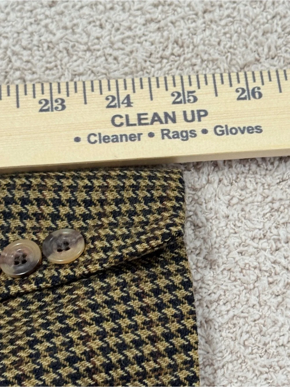Vintage Bill Blass Pure Wool Houndstooth Overcoat  Tan Blue Classic USA